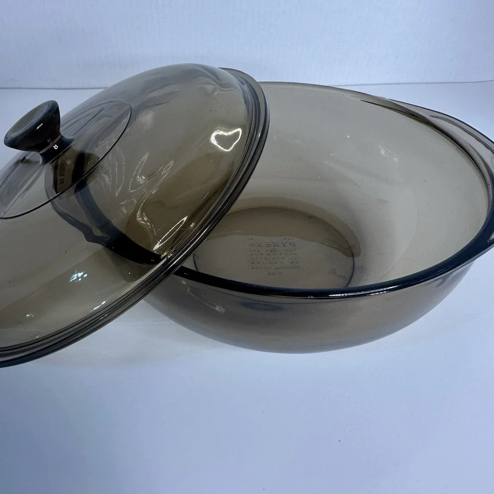 Vintage Pyrex USA Casserole Smoke Glass‎ Oven Lidded Cooking Dish